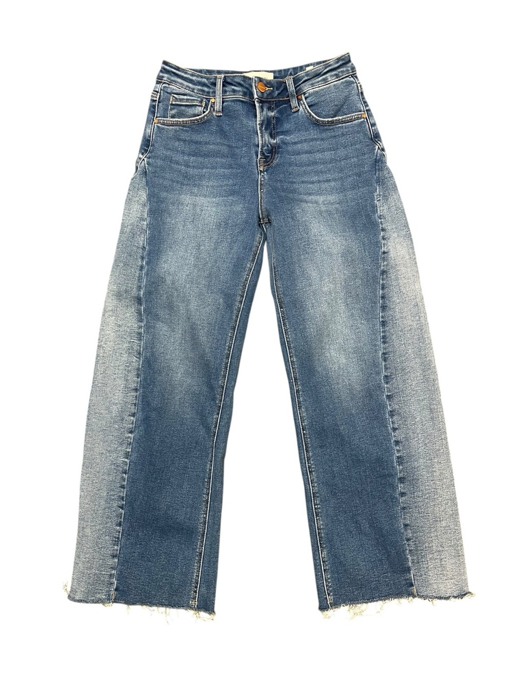 Risen  Barrel Wide Leg Two-Tone Blue Jeans Size 26
